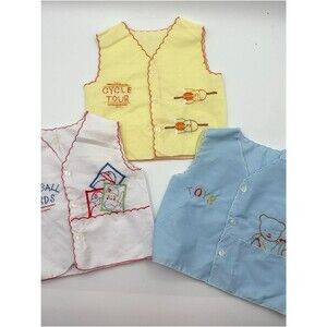 Mayfair Vintage Infant Diaper Shirt Lot of 3 baseball, Bear, cycling